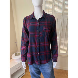 Women's/ Men’s Hollister Plaid Button Down Shirt M Navy Red